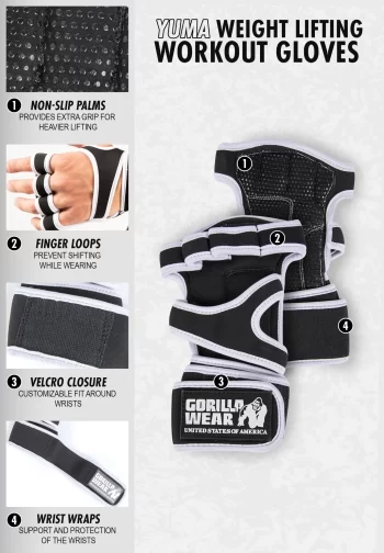 Yuma Workout Gloves - Black/Gray