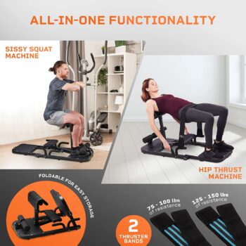 Lifepro 2-in-1 Sissy Squat Machine & Hip Thrust Machine - Deep Squat Workout Machine & Glutes Workout Equipment for Home Gym - Build Whole-Body Strength, Improve Balance & Posture, & Sculpt Your Booty