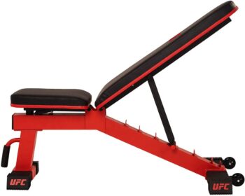 UFC DELUXE FID Weight Bench, Adjustable Full Body Workout Strength Training Flat, Incline, Decline, Abs Bench Press. Built in Transport Handle and Wheels, Easy to Store for Home Gym