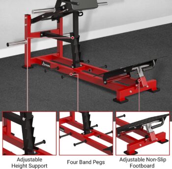 syedee Hack Squat Machine with Band Pegs, V Squat Machine with Adjustable Footboard, Plate Loaded Lower Body Special Leg Machine fit 2” Plate, 1000 Pounds Capacity Calf Raise Machine for Home Gym