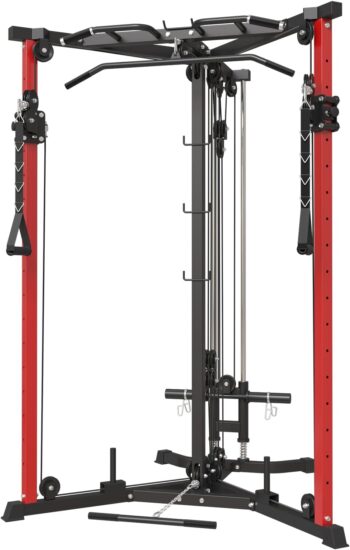 Cable Crossover Machine, syedee Functional Trainer with 17 Height Positions, Cable Fly Machine, 350lbs Home Gym Equipment with Pulley System, Pull-Up Bar, Cable Bar, and LAT Pull Down System