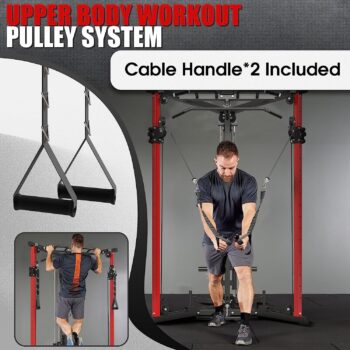 Cable Crossover Machine, syedee Functional Trainer with 17 Height Positions, Cable Fly Machine, 350lbs Home Gym Equipment with Pulley System, Pull-Up Bar, Cable Bar, and LAT Pull Down System