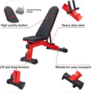 DERACY Adjustable Weight Bench for Full Body Workout, Incline and Decline Weight Bench for Indoor Workout, Home Gym