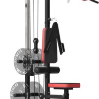 ER KANG LAT Tower, LAT Pull Down and LAT Row Cable Machine with Flip-Up Footplate, High and Low Pulley Station with AB Crunch Harness, Home Gym Back Exercise Weight Machine