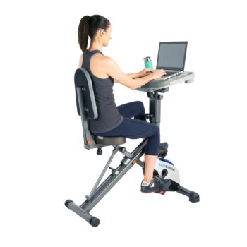 EXERPEUTIC EXERWORK 2000i Bluetooth Folding Exercise Desk Bike with 24 Workout Programs and Free App