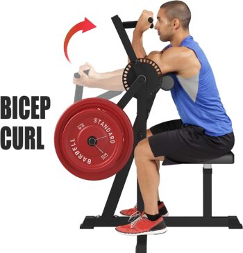 GMWD Bicep Tricep Curl Machine, Plate Loaded Bicep Curls and Tricep Extension Machine, 2 in 1 Exercise Equipment for Home Gym Workout Station