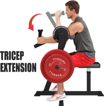 GMWD Bicep Tricep Curl Machine, Plate Loaded Bicep Curls and Tricep Extension Machine, 2 in 1 Exercise Equipment for Home Gym Workout Station