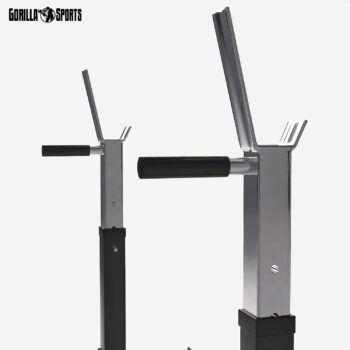 GORILLA SPORTS® Squat Rack - Adjustable Height, Multifunctional, Non-Slip Feet, Steel, Black - Barbell Rack, Bench Press Stands, for Strength Training, Weight Lifting, Exercise, Home Gym Equipment