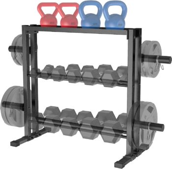 JX FITNESS Dumbbell Rack, 3 Tier Weights Storage Rack for Dumbbells, Weight Plates, and Kettlebells (1100 Pounds Weight Capacity, 2022 Version)