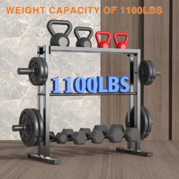 JX FITNESS Dumbbell Rack, 3 Tier Weights Storage Rack for Dumbbells, Weight Plates, and Kettlebells (1100 Pounds Weight Capacity, 2022 Version)