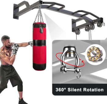 Kipika Wall Mounted Multifunction Cable Pulley System Gym, Cable Machine LAT Pulldown Attachments, Heavy Duty Pull Up Bar, DIY Home Gym Pulley Cable Machine Attachment System, Punching Bag Hanger