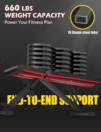 LINODI Weight Bench, Adjustable Strength Training Benches for Full Body Workout, Multi-Purpose Foldable Incline Decline Home Gym Bench