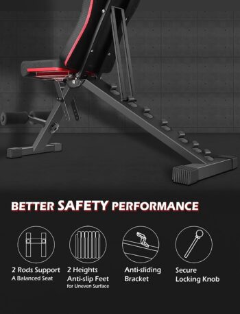 LINODI Weight Bench, Adjustable Strength Training Benches for Full Body Workout, Multi-Purpose Foldable Incline Decline Home Gym Bench