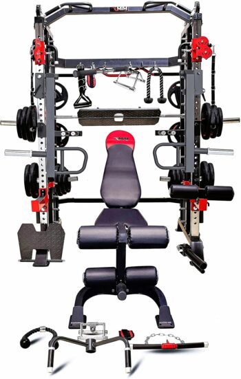 MiM USA Hercules Ex, Commercial Smith Machine & Functional Trainer, All-in-One Gym Trainer w/ 400 Lbs. Weight Stack & 24 Attachments