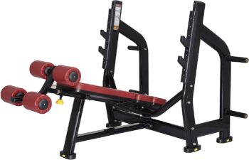 RYAN SHERWOOD OLYMPIC DECLINE BENCH press with 4 long external storage weight horns commercial Quality (200 lb. item weight) for Gym