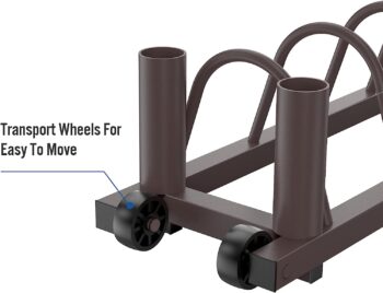 Royal Fitness Horizontal Weight Plate Rack Organizer and Olympic Bar Holder with Handle and Wheels, Plate Storage