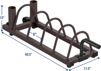 Royal Fitness Horizontal Weight Plate Rack Organizer and Olympic Bar Holder with Handle and Wheels, Plate Storage