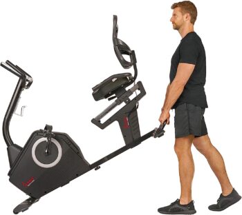 Sunny Health & Fitness Magnetic Resistance Recumbent Bike with Optional Exclusive SunnyFit™ App and Smart Bluetooth Connectivity