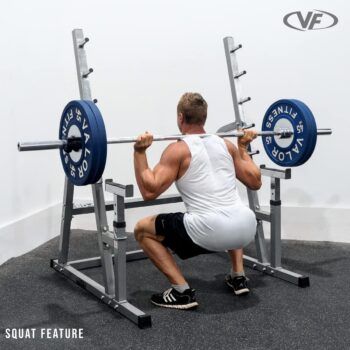 Valor Fitness Bench Press and Squat Rack Combo Half Power Cage w/ Adjustable Spotter Arms