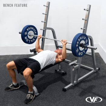 Valor Fitness Bench Press and Squat Rack Combo Half Power Cage w/ Adjustable Spotter Arms