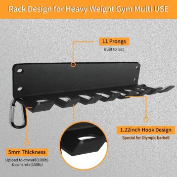 Vehcarc Home Gym Storage, Heavy-Duty Barbell Holder, Barbell Storage for Olympic Barbell, Gym Accessories Kettlebells Weight Bar Workout Rack Equipment Fitness Foam Roller Jump Rope Resistance Band