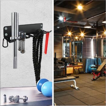 Vehcarc Home Gym Storage, Heavy-Duty Barbell Holder, Barbell Storage for Olympic Barbell, Gym Accessories Kettlebells Weight Bar Workout Rack Equipment Fitness Foam Roller Jump Rope Resistance Band