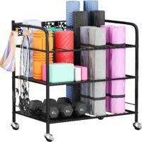 Yoga Mat Storage Rack, Home Gym Storage Rack Yoga Mat Holder, VOPEAK Workout Storage for Yoga Mat, Foam Roller, Gym Organizer Gym Equipment Storage for Home Exercise and Fitness Gear (Metal)