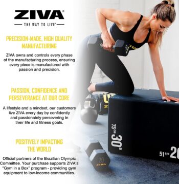 ZIVA Hexagon RPU Dumbbells – Commercial-Grade Hard Wearing Rubber Urethane Coating, Solid Steel Core - Designed for Rigorous Exercise Weight Training - Sold as Pairs (25-50lb Pair Ship by Piece)