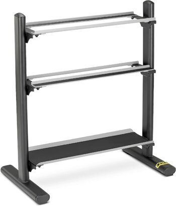 ZIVA Performance 3-Tier Storage Rack - Gym, Home Storage Rack – Steel Oval Tubing – Holds Dumbbells, Wall Balls, Med Balls, Kettlebells, Core Sandbags - Black (Dimensions: H: 118cm, W: 64cm, L: 82cm, Weight: 47kg)