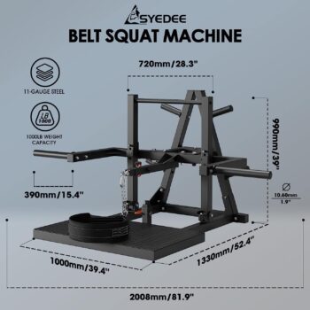 syedee Belt Squat Machine, Weight Machine for Strength Training, Squat Machine with Weightlifting Belt - 11 Gauge Steel, 1000lb Weight Capacity