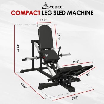 syedee Compact Leg Sled Machine with Calf Block, Leg Press Machine with Band Pegs, 900 LBS Weight Capacity, Squat Machine for Quads, Calves, Hamstrings, Home Gym Leg Machine