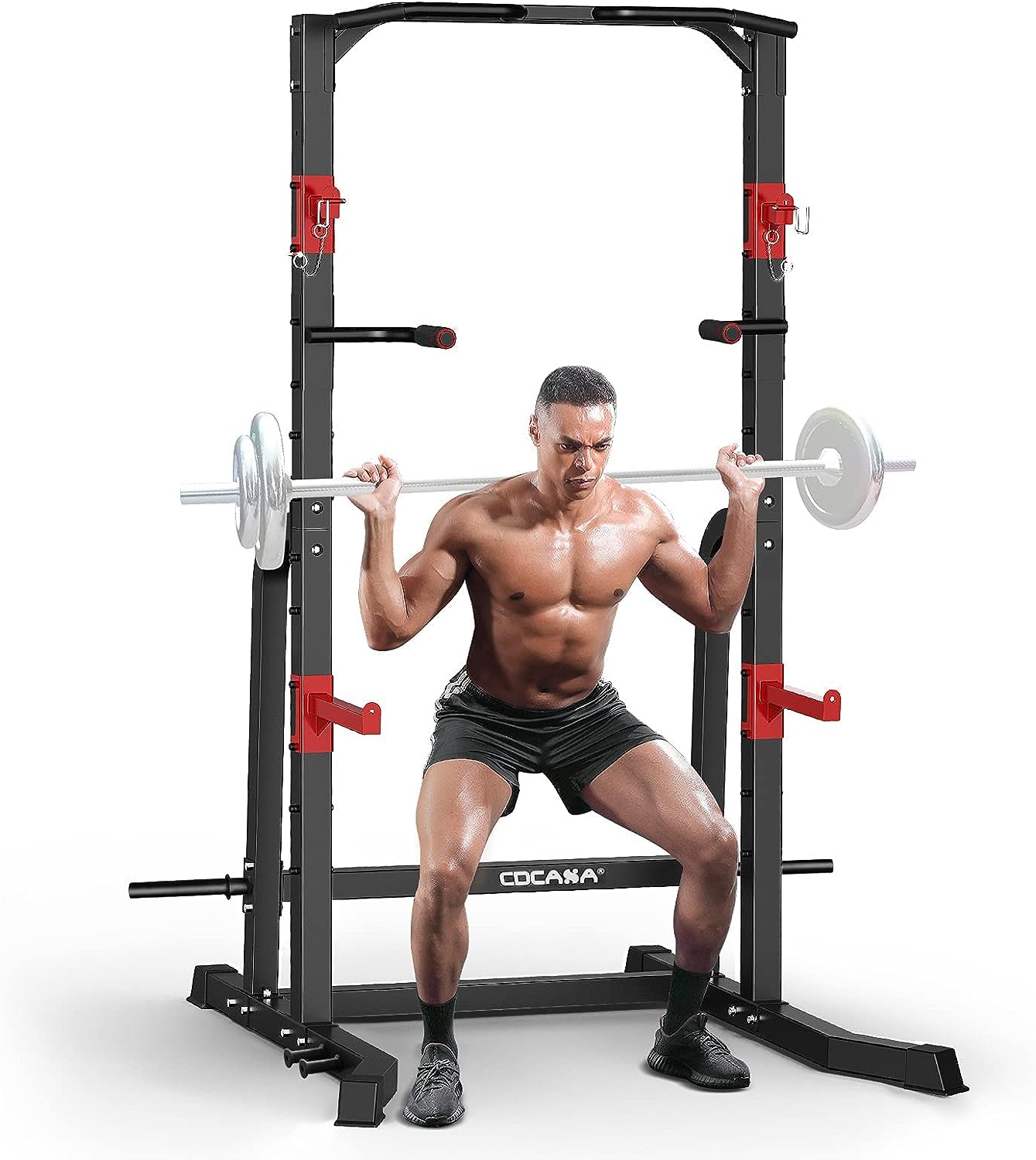 CDCASA Power Squat Rack Cage, Adjustable Power Cage, Multi...