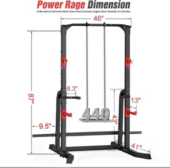 CDCASA Power Squat Rack Cage, Adjustable Power Cage, Multi-Function Power Tower with Pull Up Bar, Power Zone Rack Stand for Home Gym