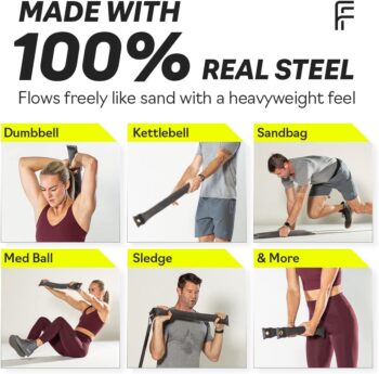 FitFighter Steelhose | Flexible Free Weight | 5-in-1 Dumbbell, Kettlebell, Sandbag, Medicine Ball, & Sledge | Indoor/Outdoor Home Gym Weights | Easy-to-Grip Weight For Full Body Workout | Available in 5, 10, 15, 20, 25, 30, 35, 40, 45, 50 lbs