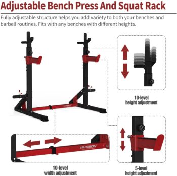 HARISON Multifunction Squat Rack with Adjustable Weight Bench, Heavy Duty Barbell Rack with Pull Up Bar Station for Home Gym