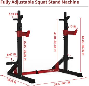 HARISON Multifunction Squat Rack with Adjustable Weight Bench, Heavy Duty Barbell Rack with Pull Up Bar Station for Home Gym