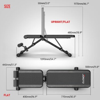 JOROTO MD35 Adjustable Weight Bench 8x4x3x3 Positions- 700 Pounds Load Foldable Strength Training Benches for Full Body Workout Bench Press (With Fast Auto-lock Adjustments)