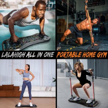 LALAHIGH Portable Exercise Equipment. 25 in 1 Work from Home Fitness with 22 Gym Accessories., Push Up Board with Resistance Bands, Ab Roller Wheel,Full Body Workout at Home