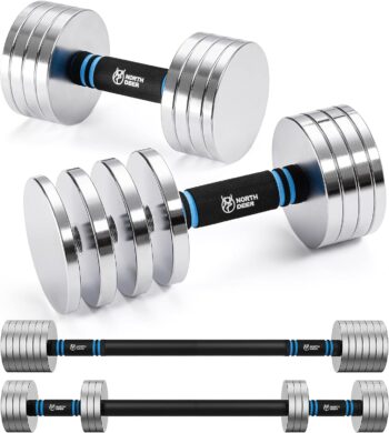 Northdeer 2.0 Upgraded Adjustable Steel Dumbbells, 40Lbs Free Weight Set with Connector, 2 in 1 Dumbbell Barbell Set, Home Gym Workout for Men and Women, Compatible with Version 1.0 Dumbbell Set