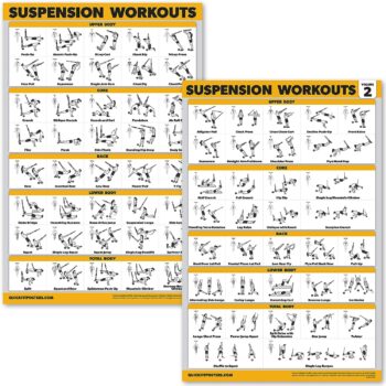 QuickFit 2 Pack Suspension Workout Posters - Volume 1 & 2 - Laminated Exercise Charts - 18" x 27" Vol. 1 & 2