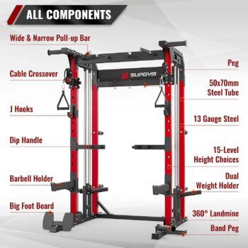 SUPGYM Multi-Functional Power Rack PS1A, Squat Rack Home Gym Fitness, A STANDARD Strength Training Half Rack Power Cage