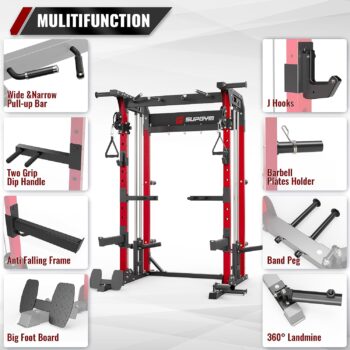 SUPGYM Multi-Functional Power Rack PS1A, Squat Rack Home Gym Fitness, A STANDARD Strength Training Half Rack Power Cage