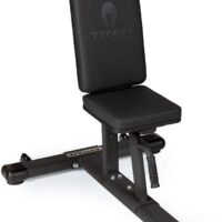 Titan Fitness Seated Stationary Bench, Rated 330 LB, Utility Upright Tricep Bicep Shoulder Press Weight Bench