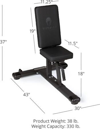 Titan Fitness Seated Stationary Bench, Rated 330 LB, Utility...