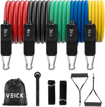 VEICK Resistance Bands for Working Out, Exercise Bands, Workout Bands, Resistance Bands Set with Handles for Men Women, Weights for Strength Training Equipment at Home