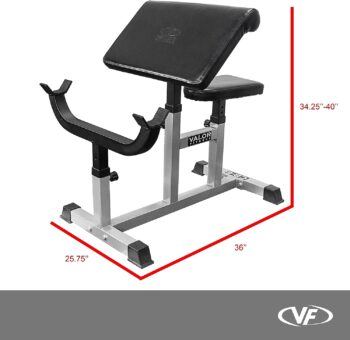 Valor Fitness CB Preacher Curl Bench for Bicep Curl Support Meant for Curling with EZ Curl Bar (Sold Separately)