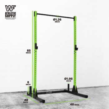 WF Athletic Supply Squat Stand with J-Hooks & Pull up bar, Bench Press Rack for Full Body Strength Workout; Safety Spotter Arms, Plate Holder & Half Rack Conversion Kit Attachments Available