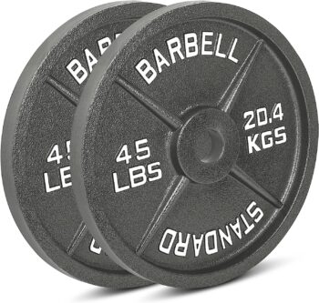 Cast Iron Olympic Weight Plates – Free Weights With 2-inch Hole & Anti-Rust Hammertone Finish - Ideal for Strength Training, CrossFit Equipment & Home Gym Set – Sold in Pairs - 2.5LB–45LB