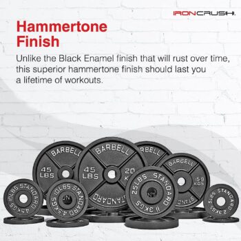 Cast Iron Olympic Weight Plates – Free Weights With 2-inch Hole & Anti-Rust Hammertone Finish - Ideal for Strength Training, CrossFit Equipment & Home Gym Set – Sold in Pairs - 2.5LB–45LB