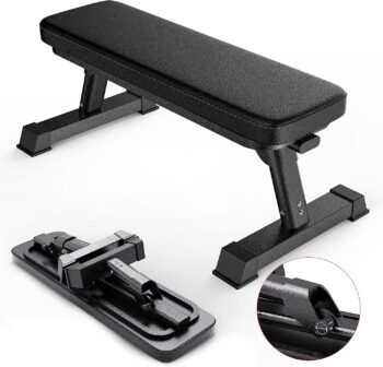 Finer Form Gym Quality Foldable Flat Bench forMulti-Purpose Weight Training and Ab Exercises. Perfect Foldaway Bench for Adjustable Dumbbells or an Adjustable Dumbbell Set. Upgrade Your Exercise Equipment Today With Our Convenient Workout Bench